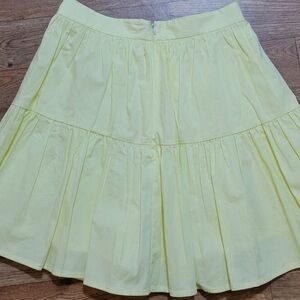 STAUD Yellow Mini Skater Skirt with Ruffled Tiers